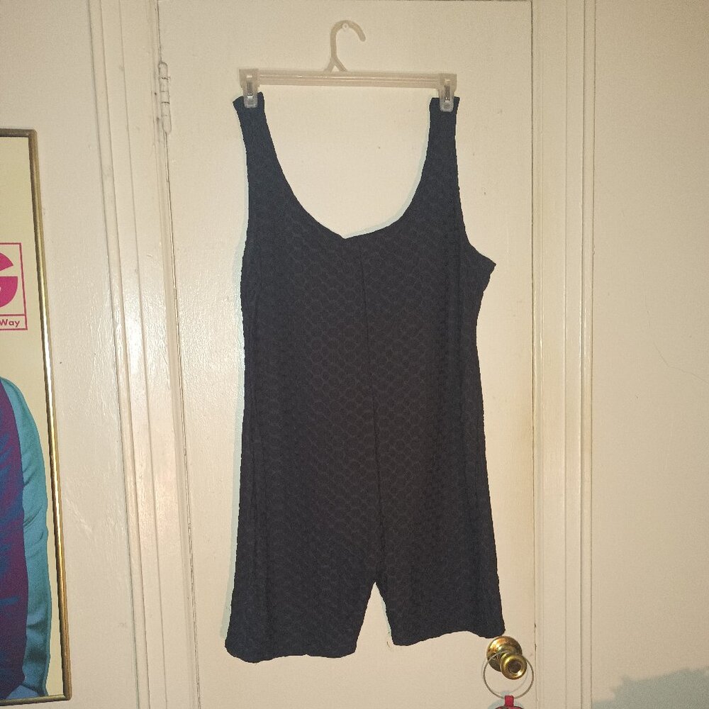 Rouge Collection Black Ribbed Body Suit Shorts With Upper Tank Size 3X